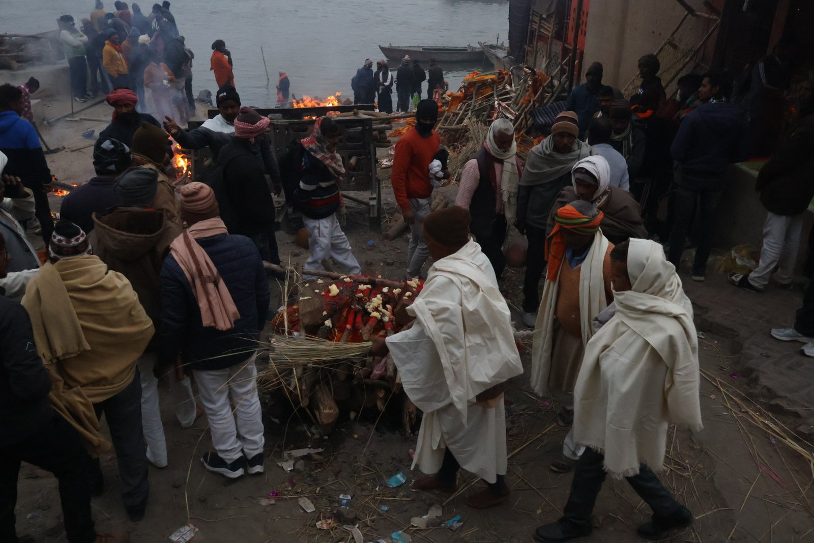 Atmospheric dawn scene in Varanasi